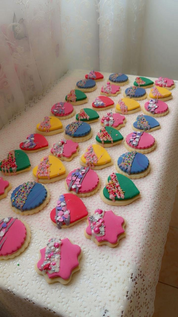 Colorful decorated sugar cookies assortment from Zara Cakes & Bakes Riyadh bakery